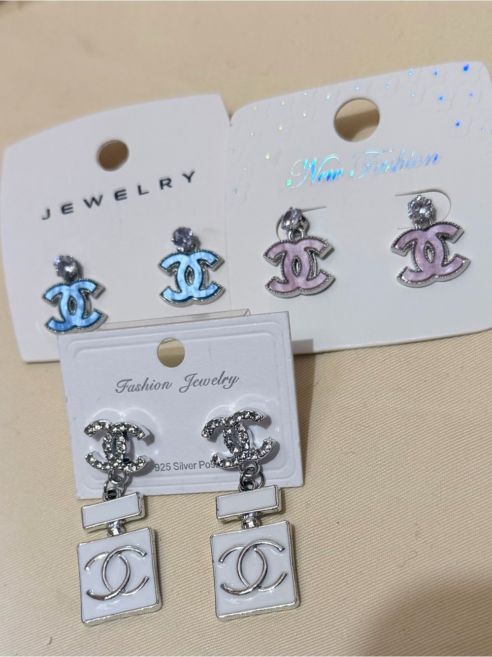 Designer fashioned Pink and Blue Stud Earrings Set